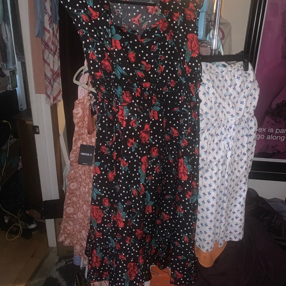 Shein- Short Sleeve Long Polka Dot Dress - Picture 2 of 3